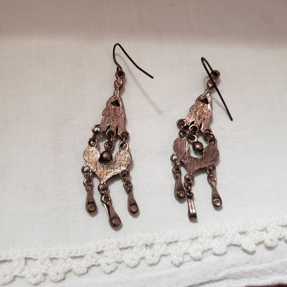 Vintage meets Boho Brass Chandelier Earrings - Picture 5 of 6